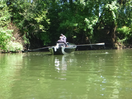 People fishing on the Tualatin River – small motor boats are allowed